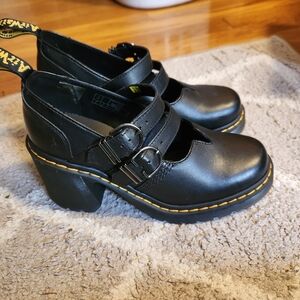 Dr. Martens Black Chunky Heel Mary Jane Shoes